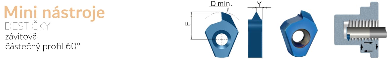 A07-A1-10(60) Mini nástroje - závitové destičky - částečný profil 60°