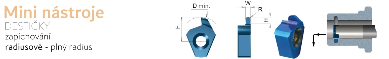 A07-A1-14 Mini nástroje - radiusové zapichovací destičky - zapichovací radiusové destičky