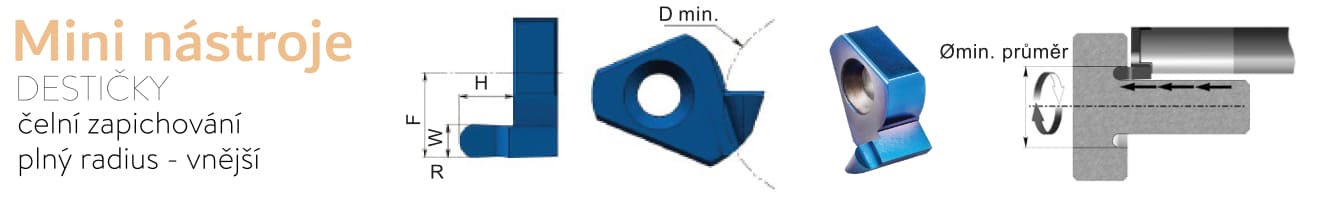 A07-A1-20 Mini nástroje - vnější radiusové čelní zapichování - destičky